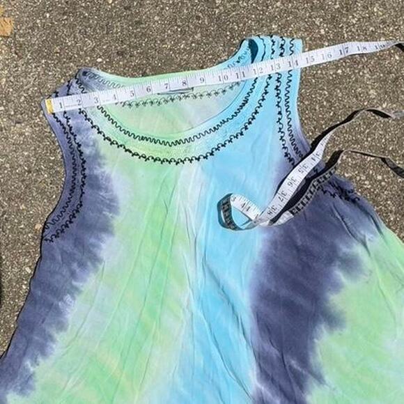 fairycore boho embroidered babydoll sleeveless tie die dress womens sz small/med - Picture 4 of 7
